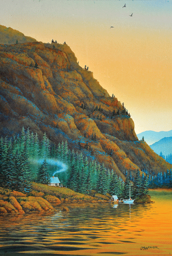 Lakeside-Retreat,-watercolor,-Jim-Weaver,-GAIA